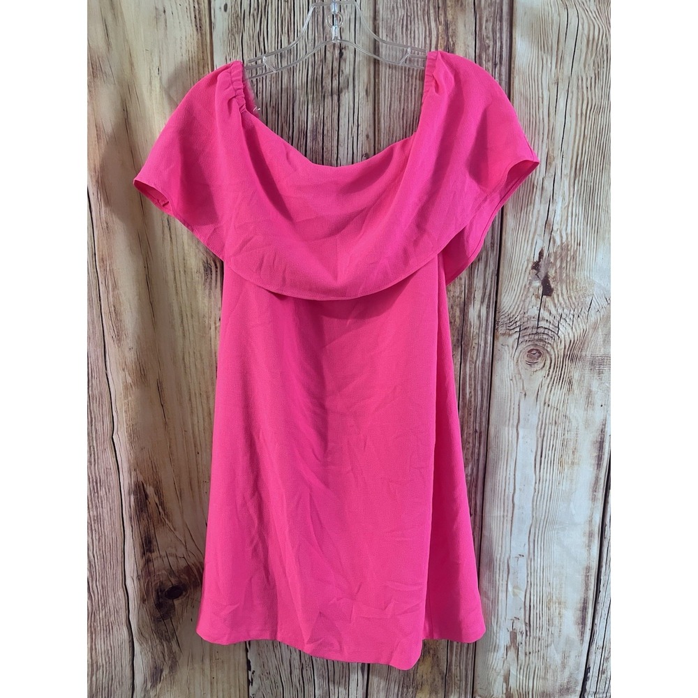 Charles Henry Nordstrom Hot Pink Neon Off the Shoulder Shift Dress Sz XS